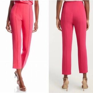 NWT CINQ À SEPT Brianne Pintuck Cropped Crepe Pants In Berry Jam $295